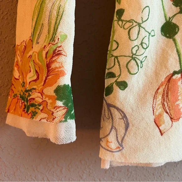 Anthropologie Floral V-Neck Long Sleeve Mesh Top - Picture 3 of 6